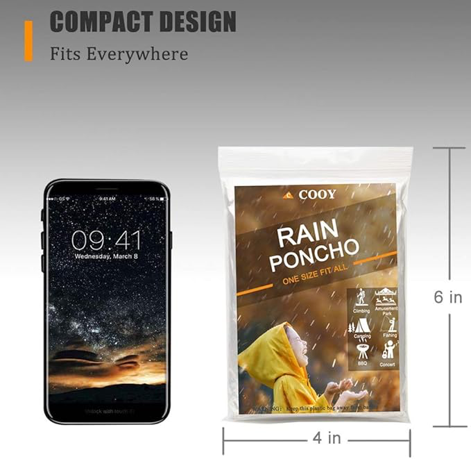  COOY Rain Ponchos,with Drawstring Hood