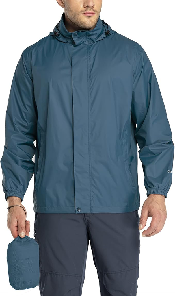 [B094NH7BXN] 33,000ft Packable Rain Jacket Men's Lightweight Waterproof Rain Shell Jacket Raincoat with Hood for Golf Cycling Windbreaker (Royal Blue, XX-Large)