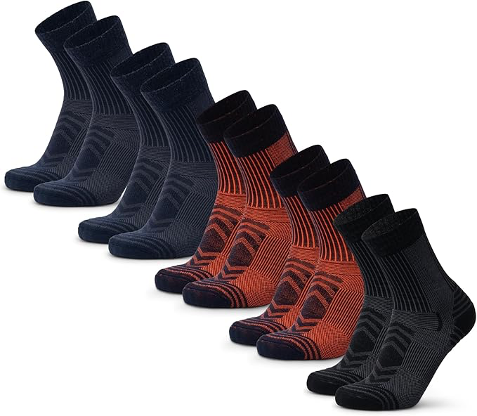 [B0D45RVR7L] DANISH ENDURANCE Hiking Socks Unisex, Merino Wool Socks, Crew, Moisture Wicking, Chaussette Laine, Multicolor, Large