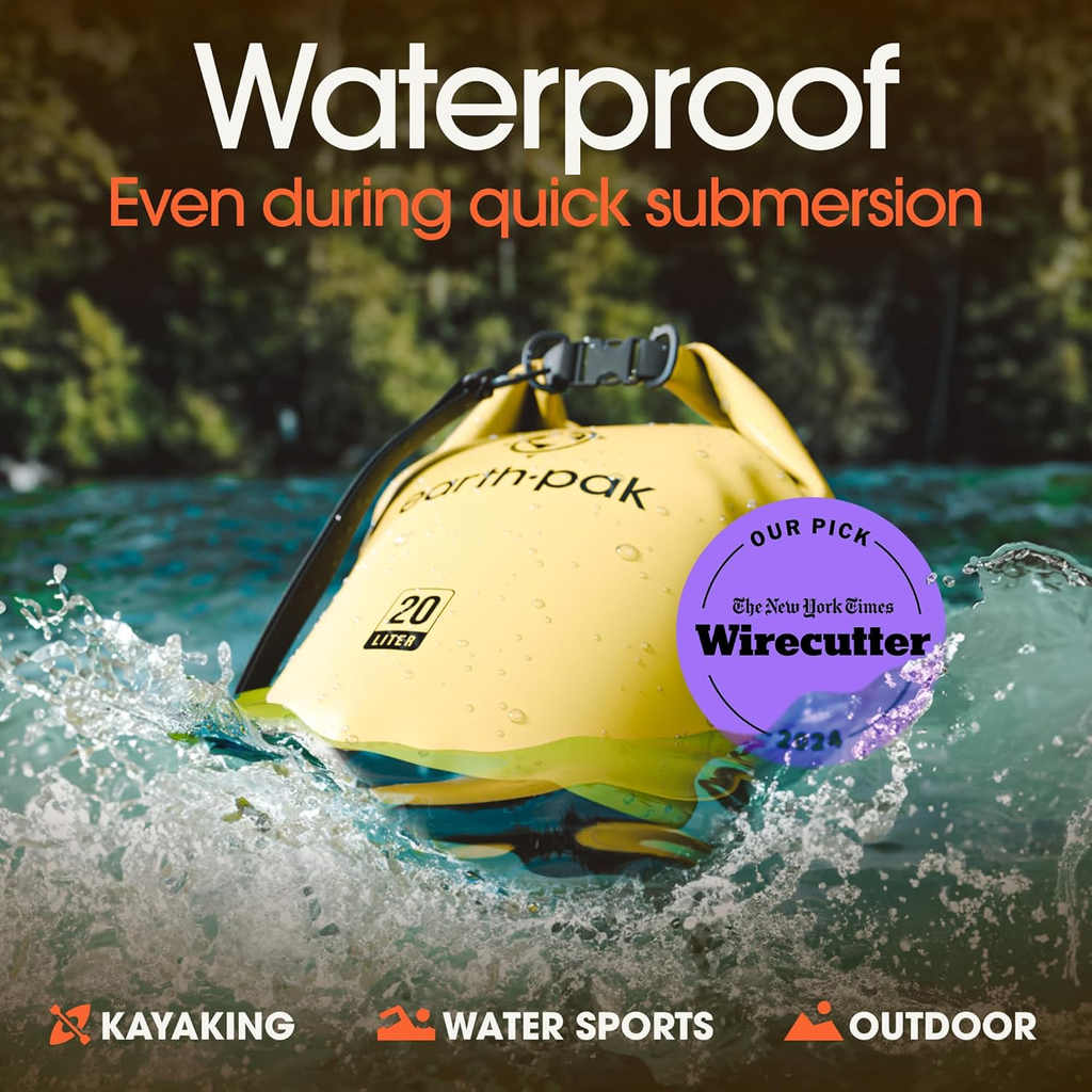 [B01GZCUCTA] Earth Pak Waterproof Dry Bag - Roll Top Waterproof Backpack Sack Keeps Gear Dry for Kayak - 20L - Yellow