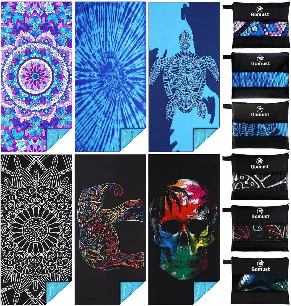 [B0BM982FV5] Lightweight Thin Beach Towel Oversized 71"x32" Big Extra Large Microfiber Sand Free Towels for Adult Quick Dry Travel Camping Beach Accessories Gift Sea Turtle Tie Dye Mandala Elephant Skull