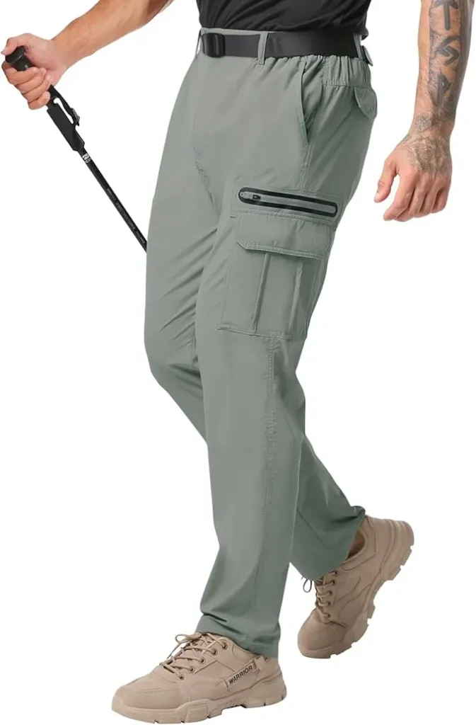 [B0CZHR7L7H] NATUVENIX Hiking Pants Men Lightweight Mens Travel Pants Quick Dry Cargo Work Pants for Men Water Resistant Fishing Pants 32 Sagegreen
