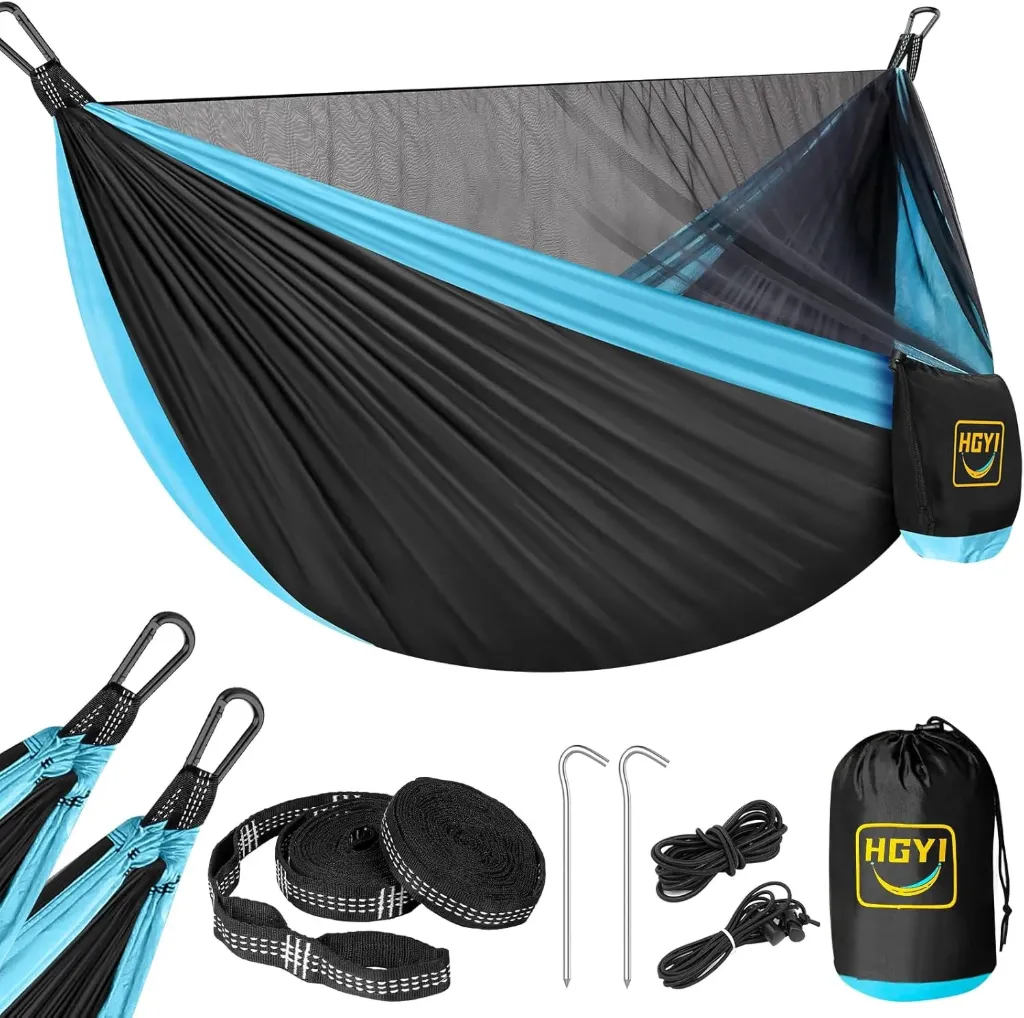 [B0DT6XXXCW] Camping Hammock Mosquito Net,Double & Single Portable Hammocks Hammocks with 2 Tree Straps,Hammock Tent for Travel Camping,Camping Accessories for Indoor Outdoor Hiking Backpacking Backyard Beach