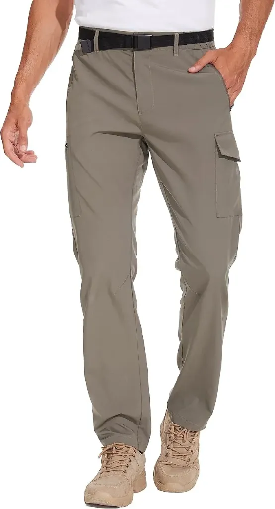 [B091CJWJQG] NATUVENIX Hiking Pants for Men, Lightweight Mens Travel Pants Quick Dry Fishing Pants Men Water Resistant Outdoor Pants Work 28 khaki grey