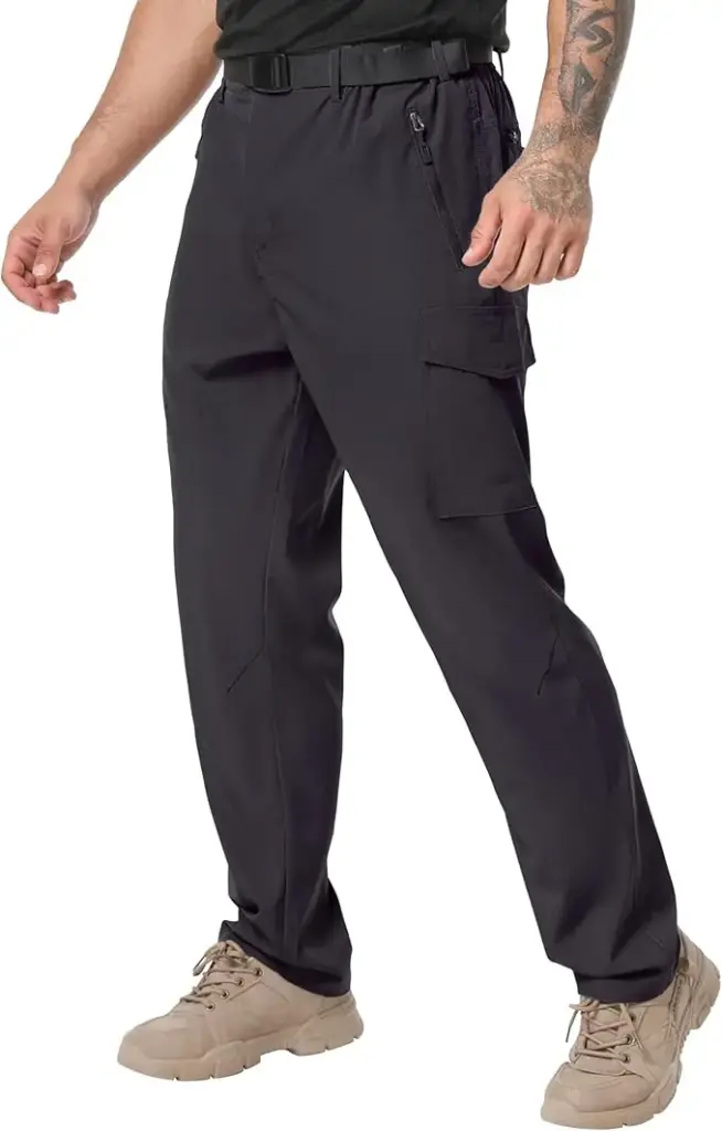 [B0CZHQJ5PR] NATUVENIX Hiking Pants Men Lightweight Travel Pants for Men Quick Dry Mens Fishing Pants Water Resistant Cargo Work Pants Black 32