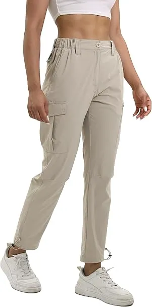 [B0D7H7LMBL] NATUVENIX Womens Hiking Pants Quick Dry Travel Pants Women Stretch Cargo Pants for Women Water Resistant Golf Pants Outdoor (Khaki, S)