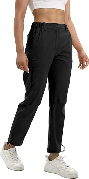 [B0D7GXJX4H] NATUVENIX Womens Hiking Pants Quick Dry Travel Pants Women Stretch Cargo Pants for Women Water Resistant Golf Pants Outdoor (Black, M)