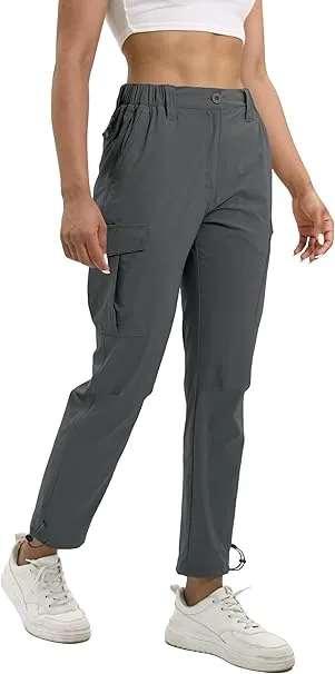 [B0D7HMMJPF] NATUVENIX Womens Hiking Pants Quick Dry Travel Pants Women Stretch Cargo Pants for Women Water Resistant Golf Pants Outdoor (Gray, 28W x 30, S)