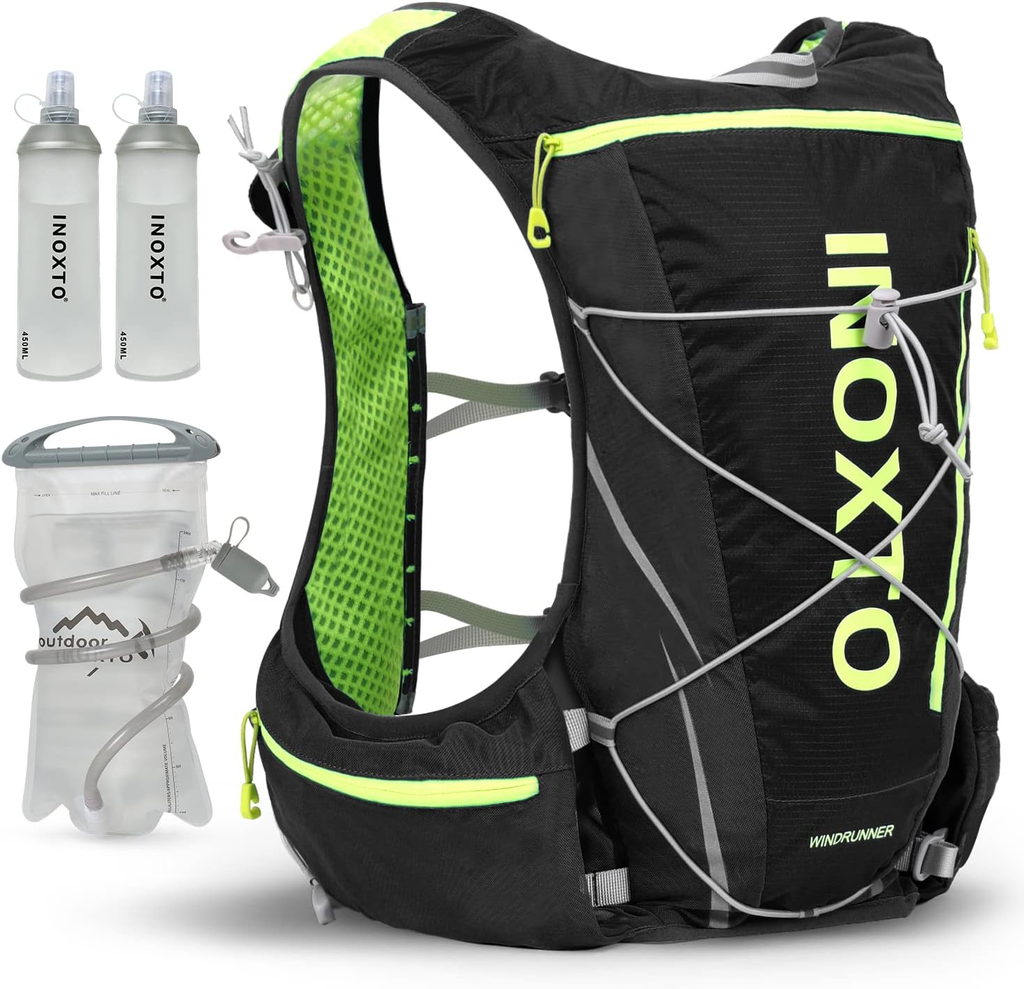 INOXTO Hydration Vest Backpack,Lightweight Water Running Vest Pack with 1.5L Water Bladder Bag Daypack for Hiking Trail Running Cycling Race Marathon for Women Men