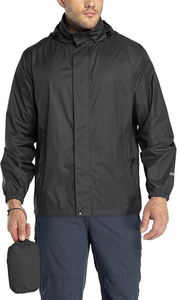 [B08FBV53VW] 33,000ft Men's Packable Rain Jacket (Medium, Black)