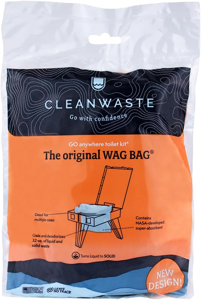 [B001P6ZFG2] Cleanwaste Original WAG Bag Portable Toilet (12 Pack) - Go Anywhere Kit For Camping, Boating, Travel - NASA Gelling Powder for Poop/Pee