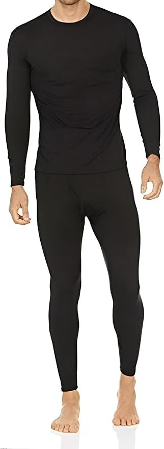 Thermajohn Long Johns Thermal Underwear for Men Fleece Lined Base Layer Set for Cold Weather (Medium, Black)